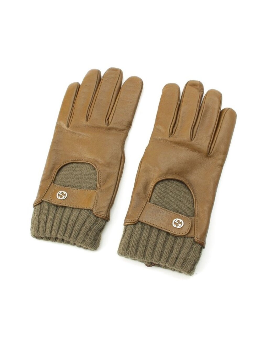 Gucci Sheep Leather GG Interlocking G Gloves Olive
